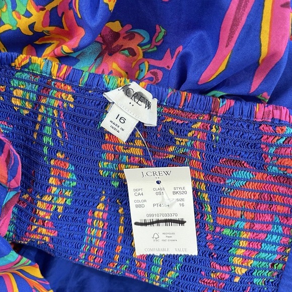 J. Crew Size 16 Dress Square Neck Floral Ruffle Sleeveless Midi Tiered NWT New - Picture 9 of 12